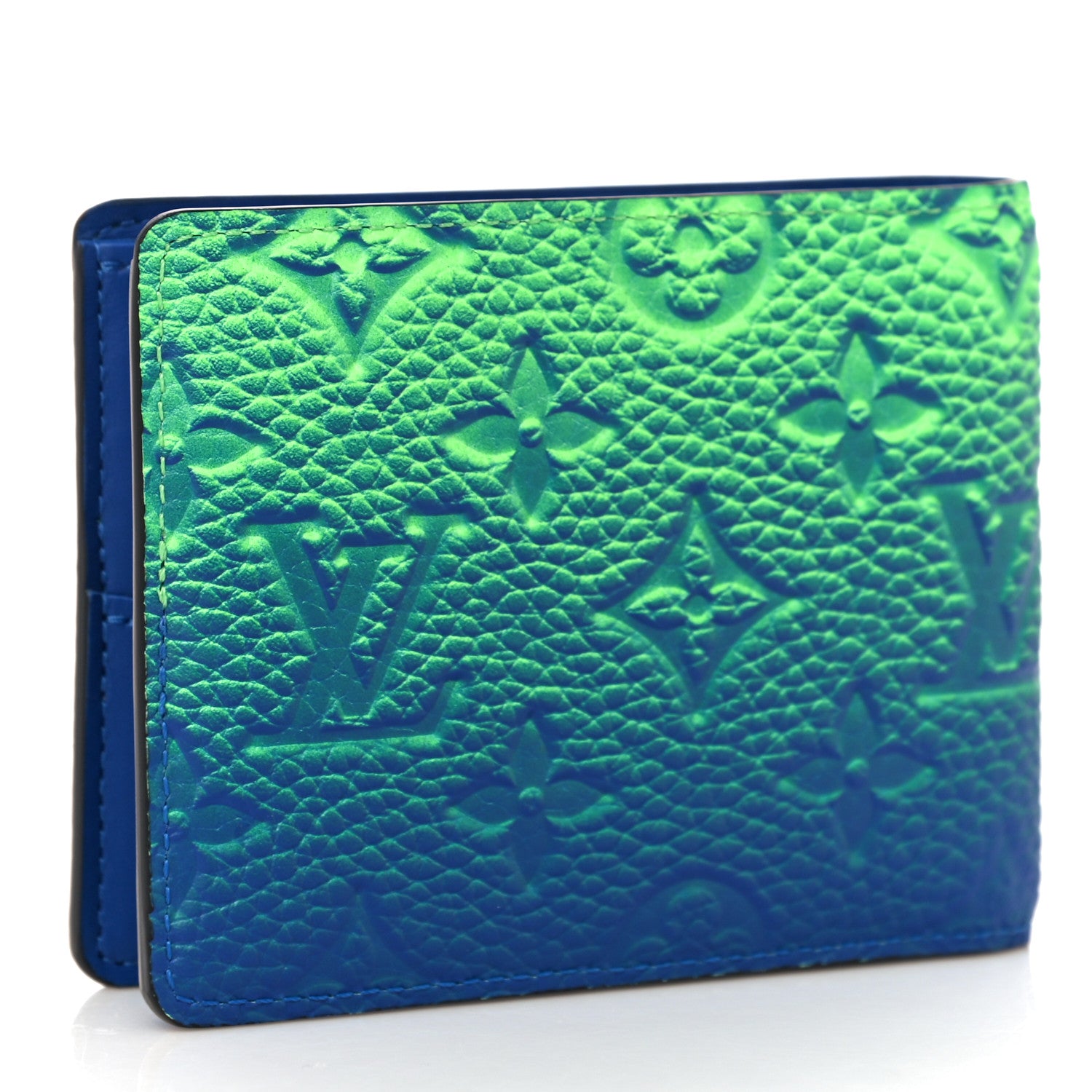 Louis Vuitton Taurillon Illusion Slender Wallet Bleu Vert 3 of 10
