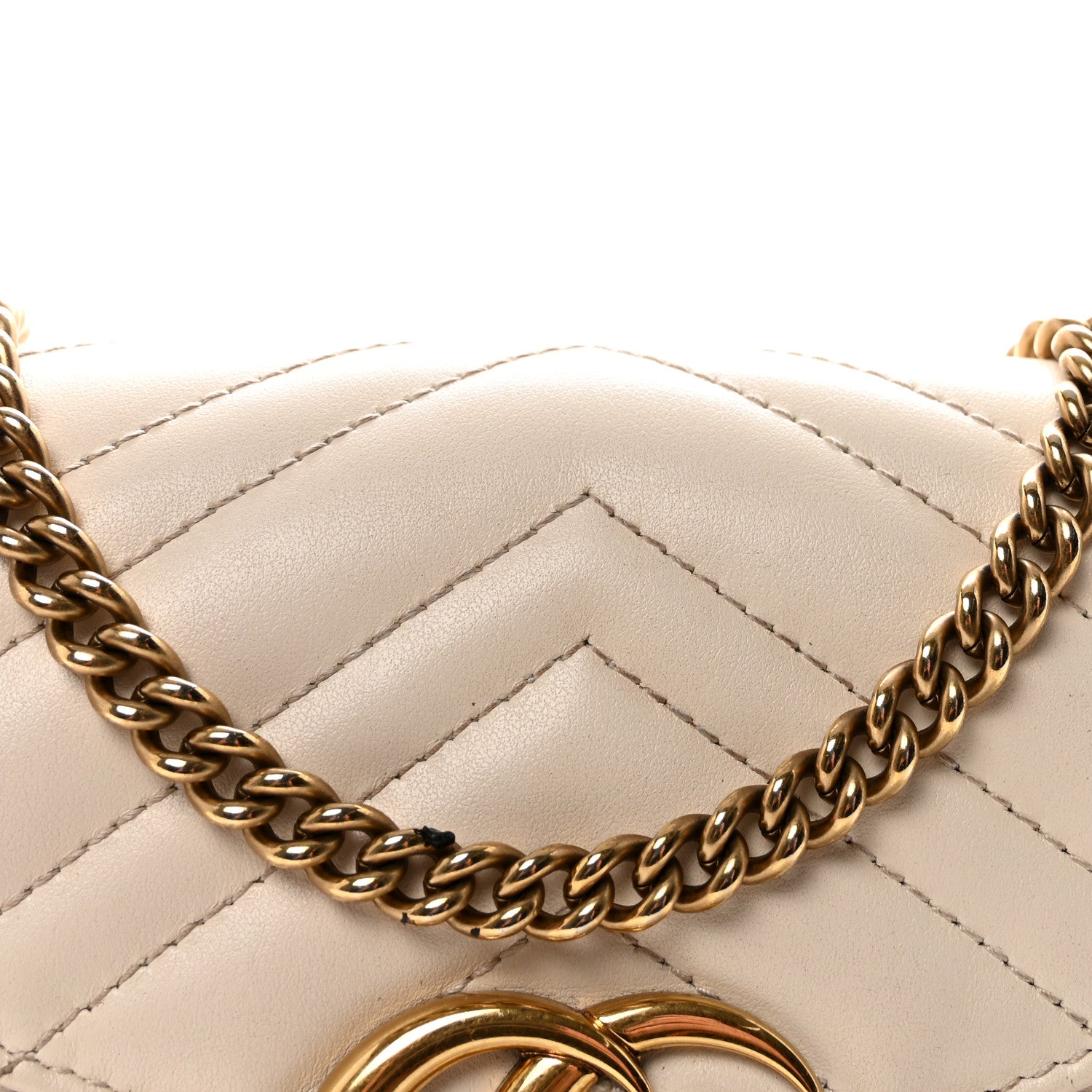 Gucci Calfskin Matelasse GG Marmont Chain Wallet Mystic White 8 of 10