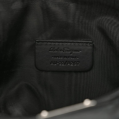 Salvatore Ferragamo Canvas Calfskin Logo Shoulder Bag Black 6 of 11