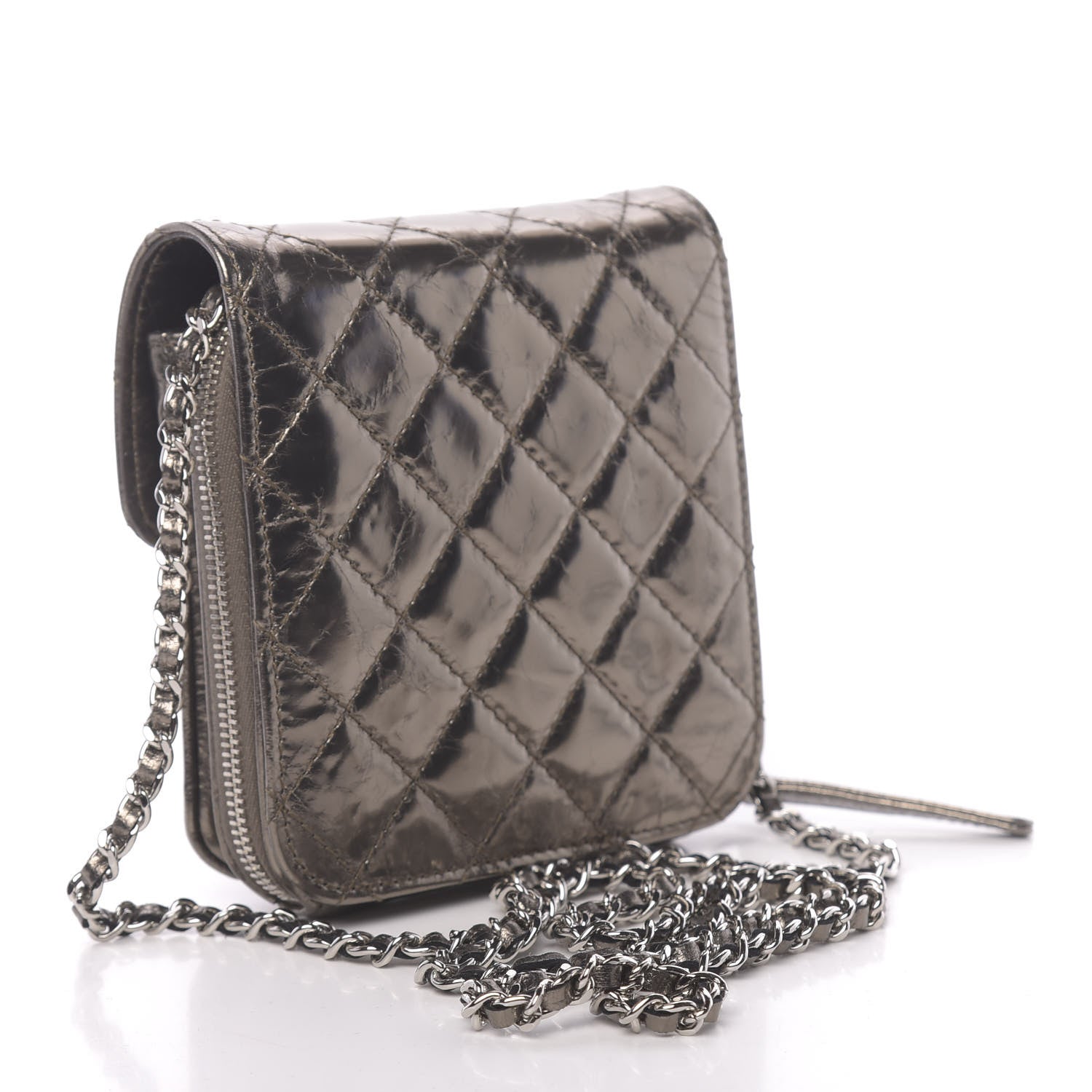 Chanel Crackled Aged Calfskin Mini Crossbody Flap Pewter 3 of 10