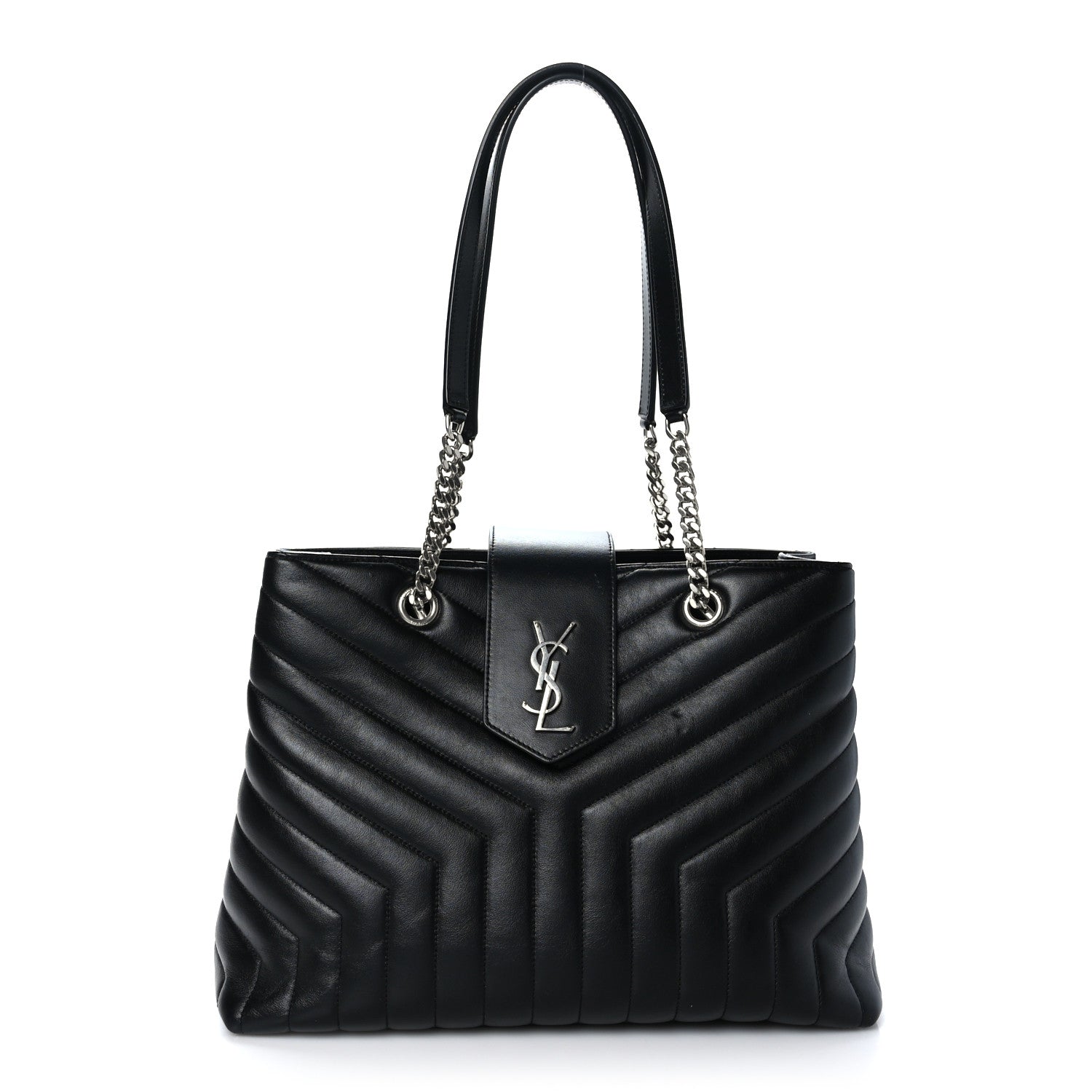 Saint Laurent Calfskin Y Quilted Monogram Large Loulou Shopper Black 1 of 10