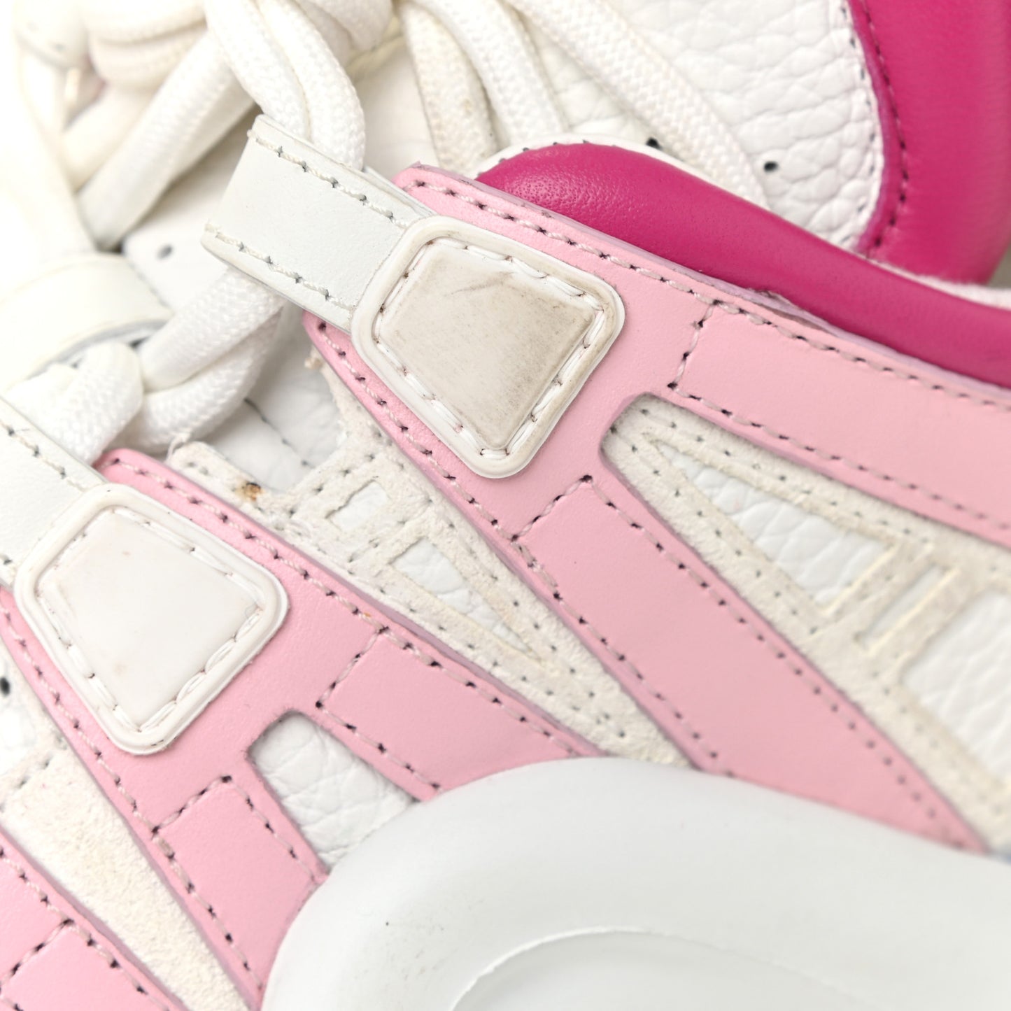 Calfskin Technical Nylon LV Archlight Sneakers 38 White Pink Blue