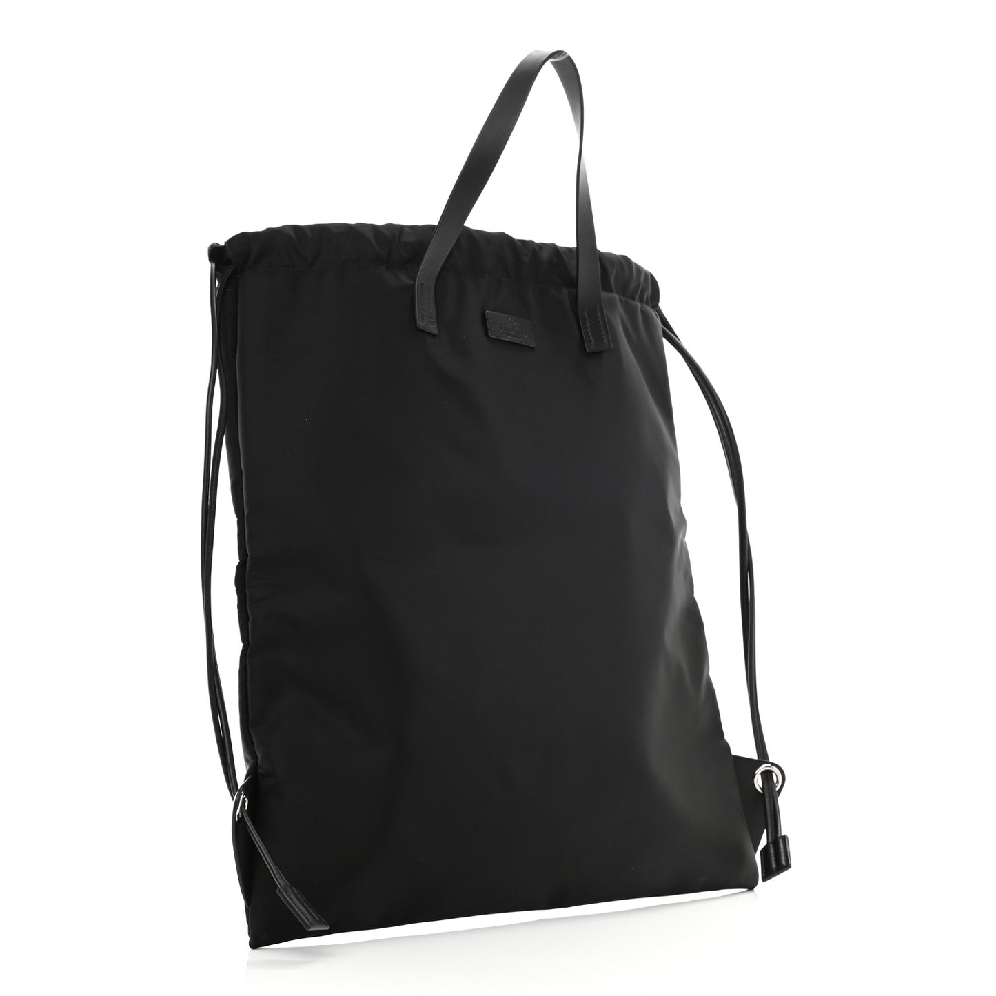 Nylon VLogo Drawstring Backpack Black
