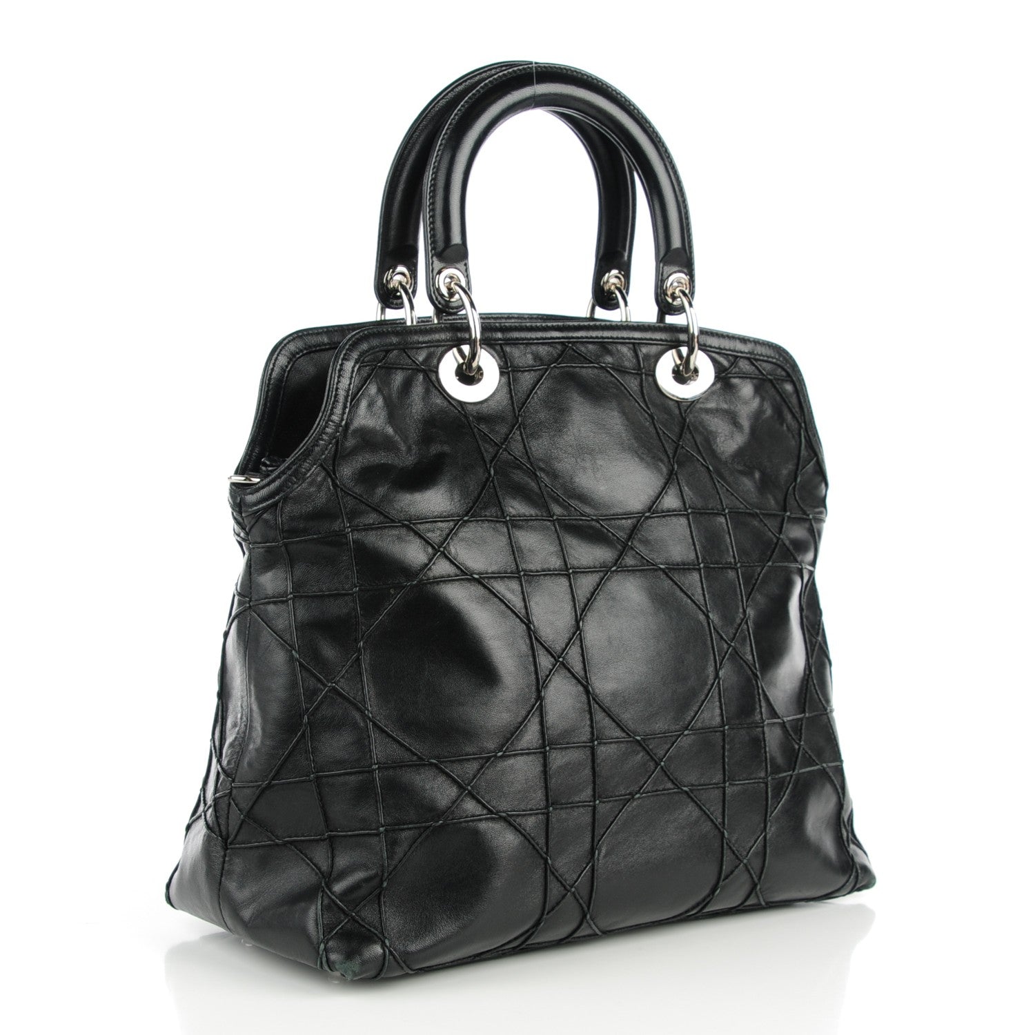Christian Dior Lambskin Cannage Medium Granville Tote Black 3 of 7