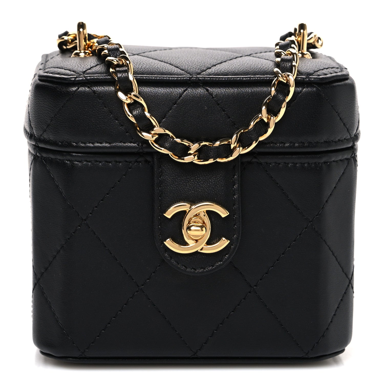Chanel Lambskin Quilted Vanity Clutch With Chain Black 1 of 9