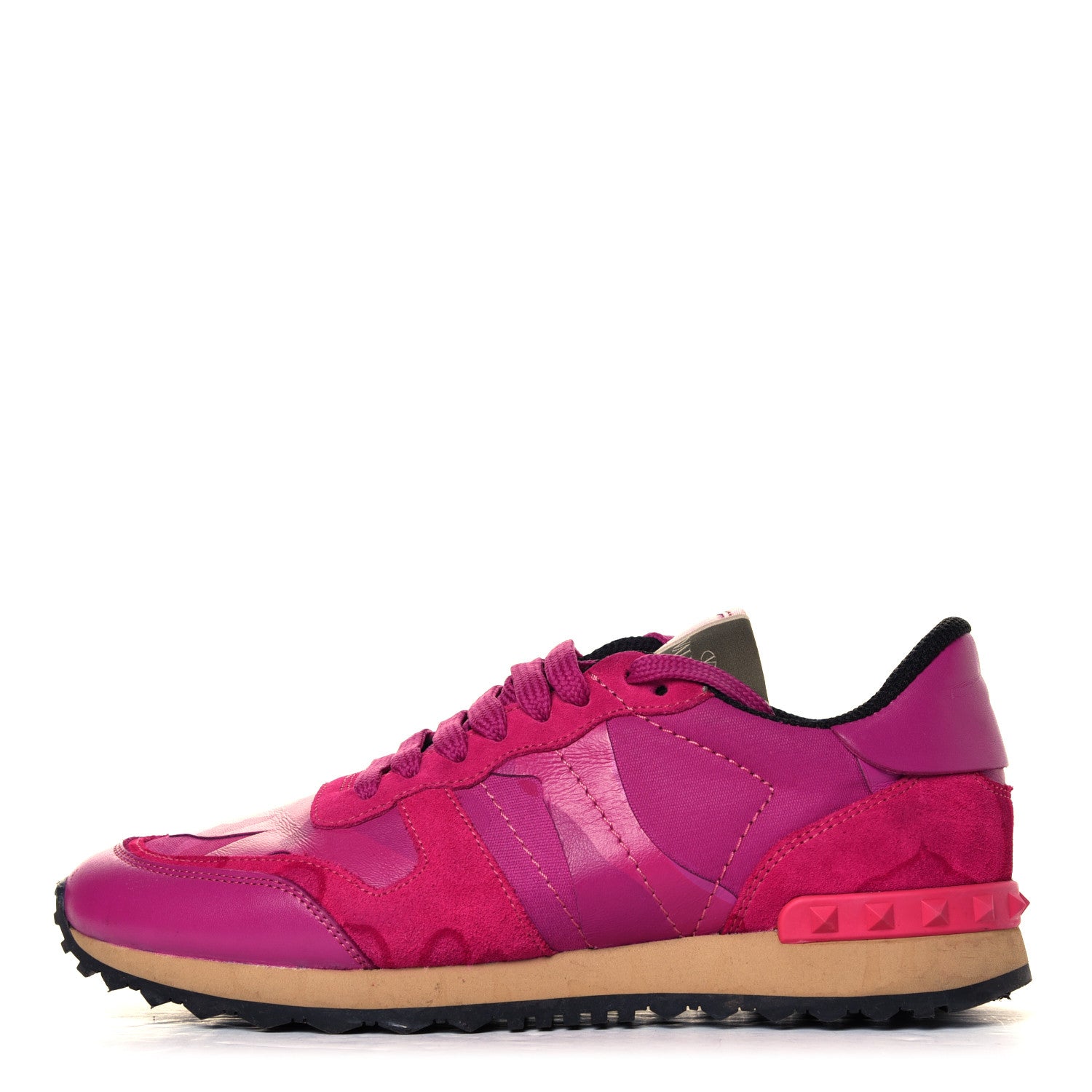 Valentino Garavani Fabric Suede Camouflage Womens Rockrunner Sneakers 39.5 Fuxia 1 of 6