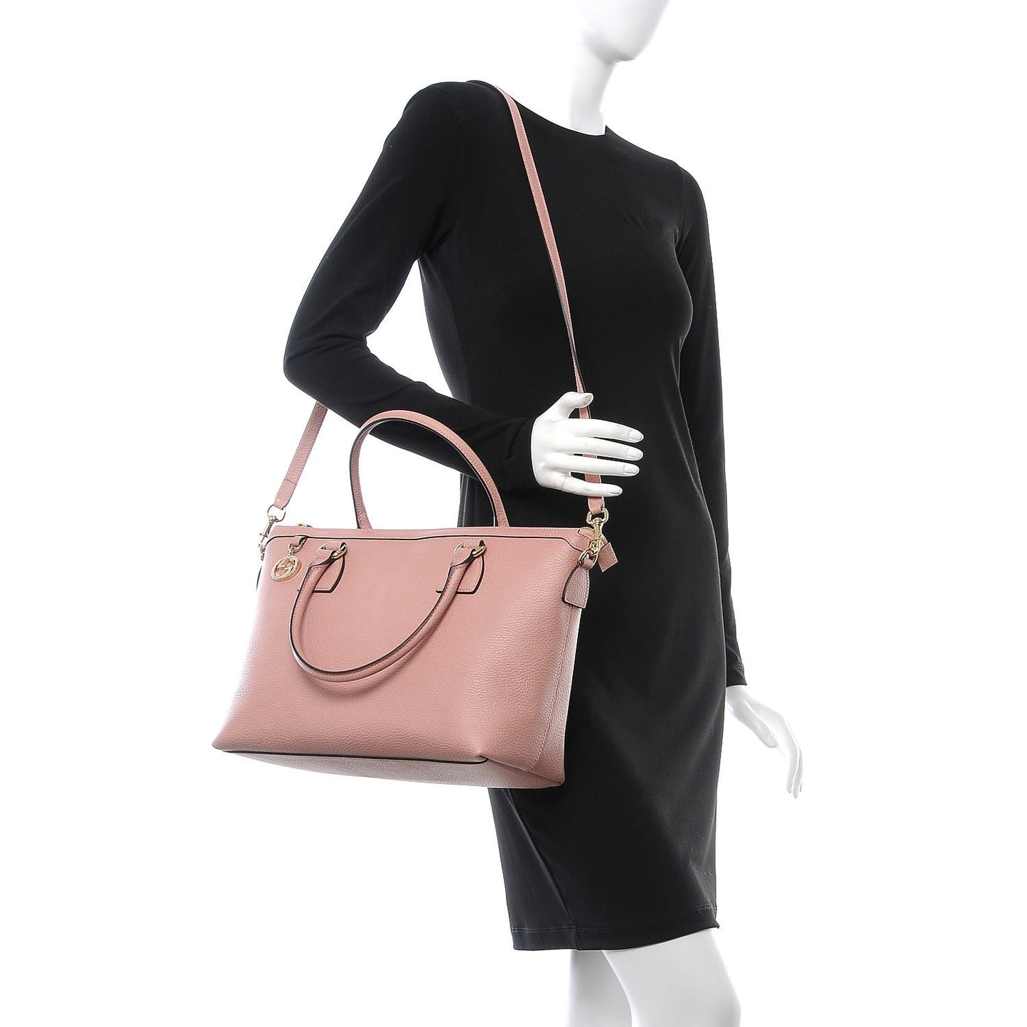Dollar Calfskin GG Charm Satchel Soft Pink