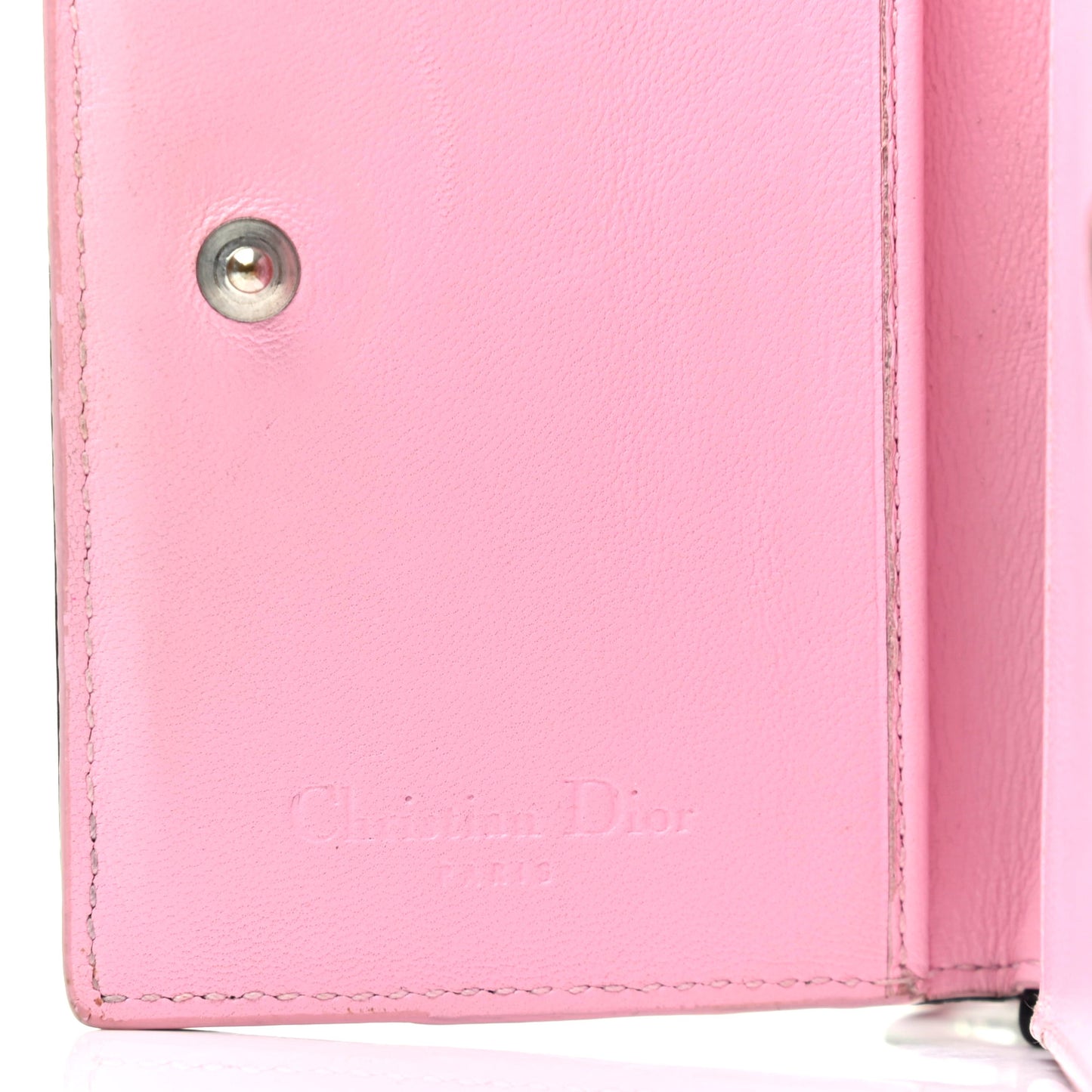 Lambskin Cannage Bi-Color Small Lady Dior Flap Card Holder Black Pink