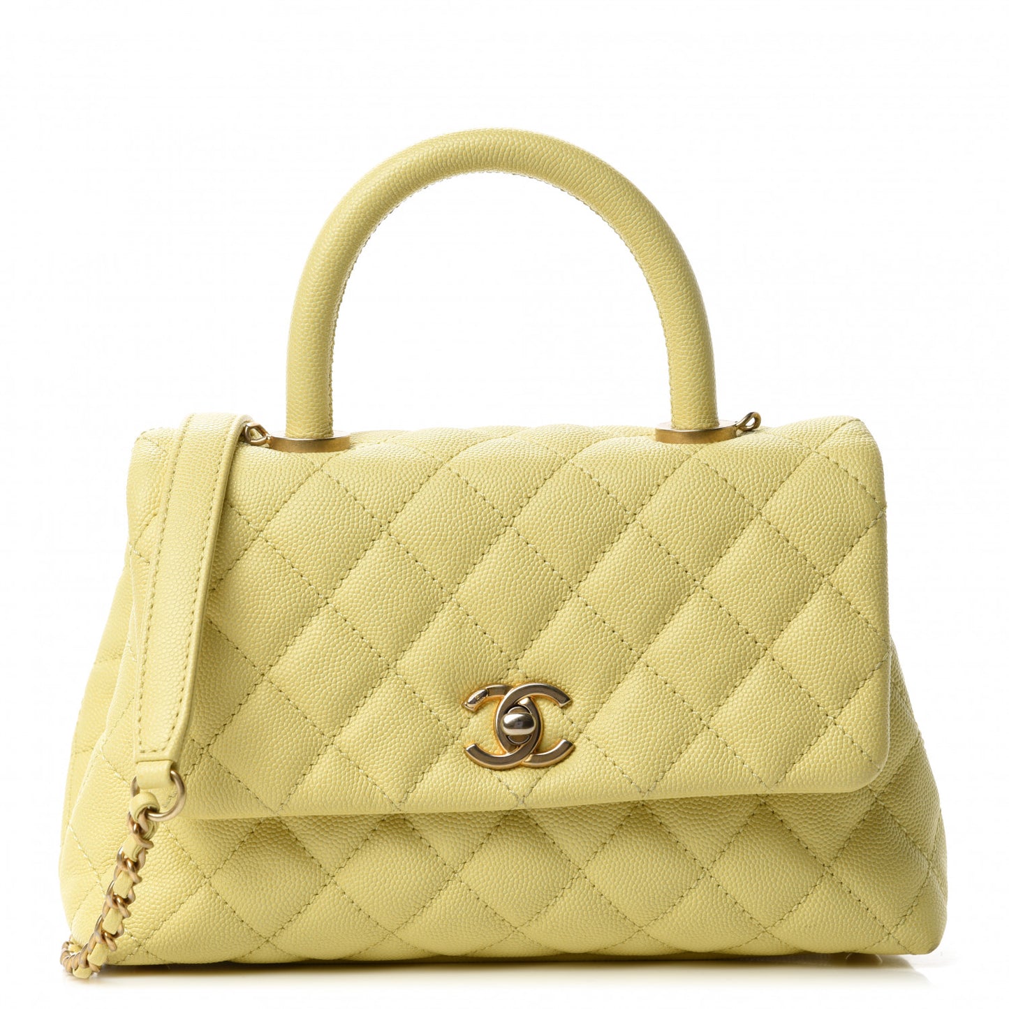Caviar Quilted Mini Coco Handle Flap Yellow