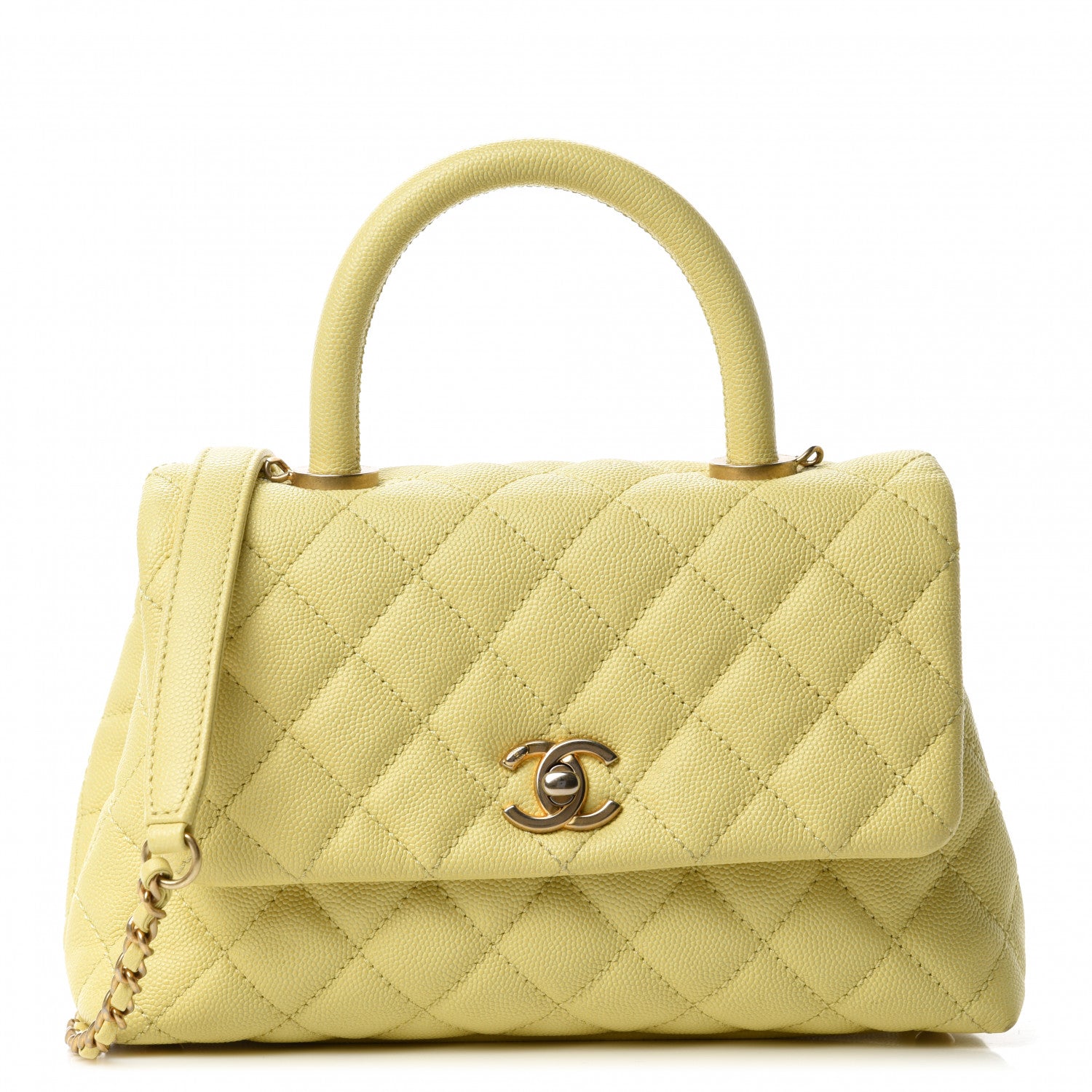Chanel Caviar Quilted Mini Coco Handle Flap Yellow 1 of 15