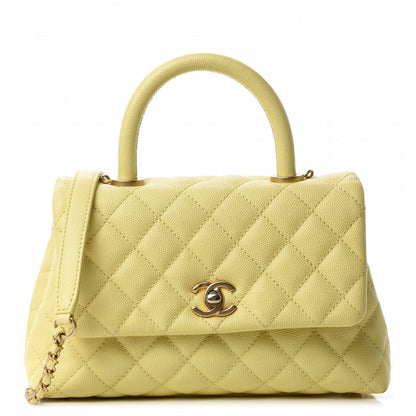 Chanel Caviar Quilted Mini Coco Handle Flap Yellow 1 of 15
