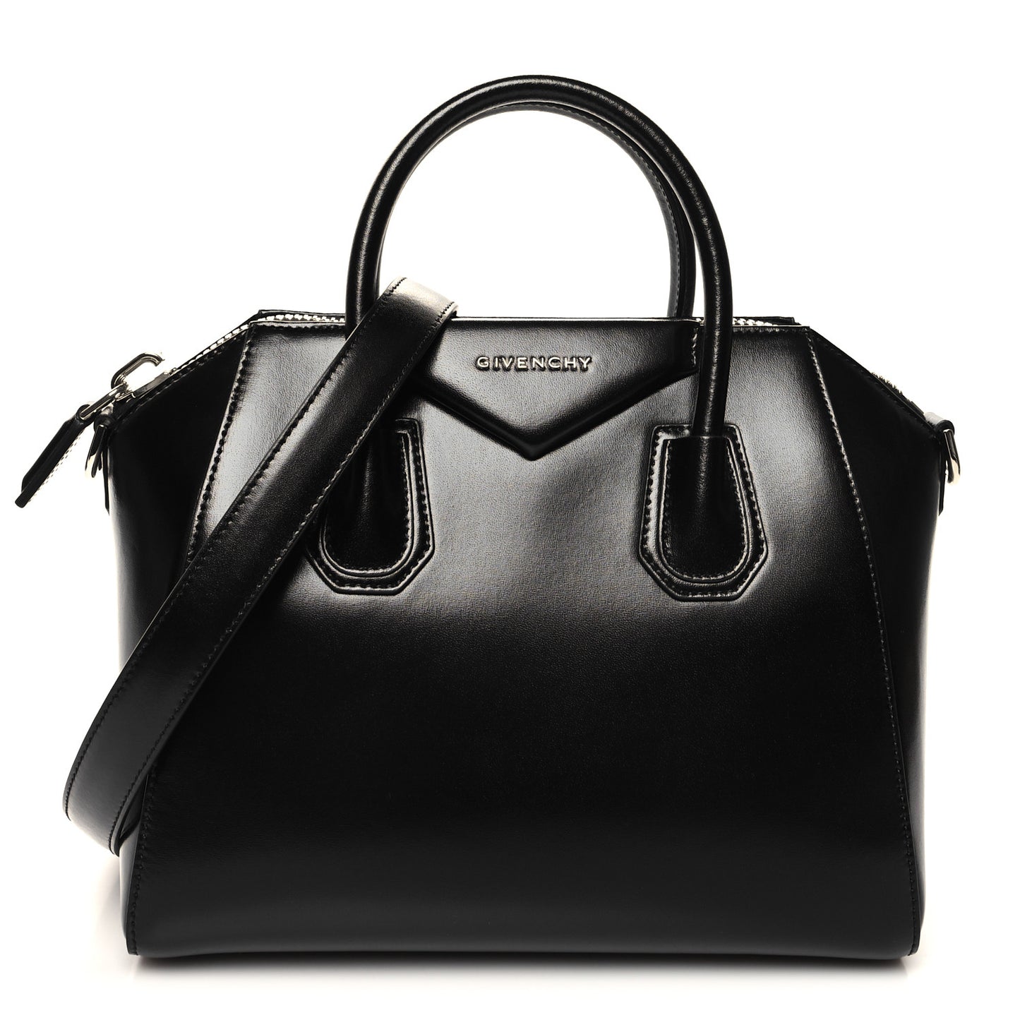 Shiny Lord Calfskin Small Antigona Black