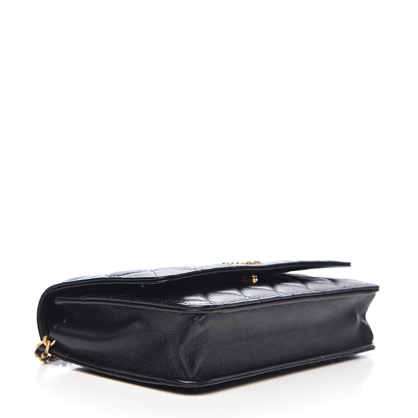 Lambskin Quilted Infinity Wallet On Chain WOC Black
