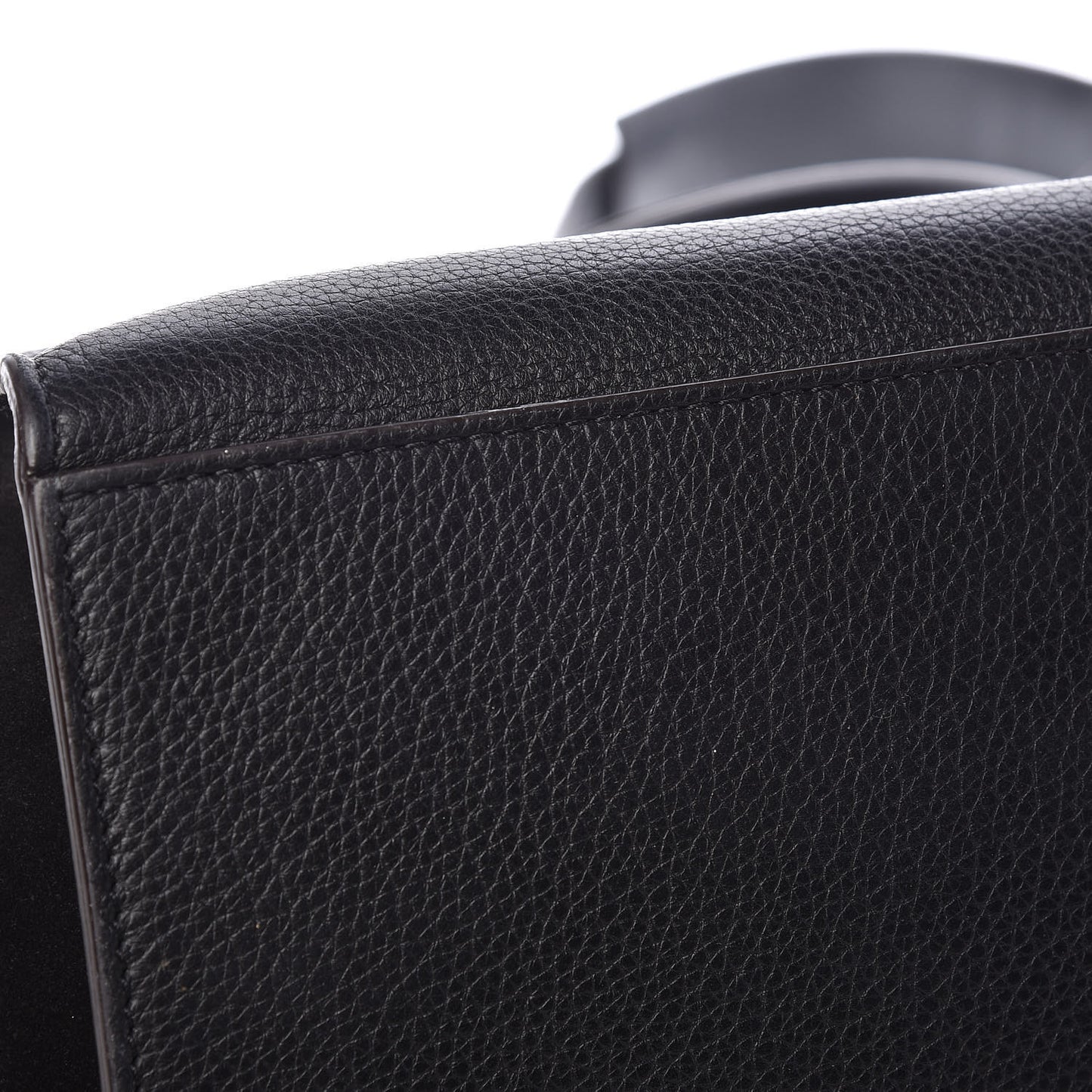 Drummed Calfskin Suede Small Trapeze Black