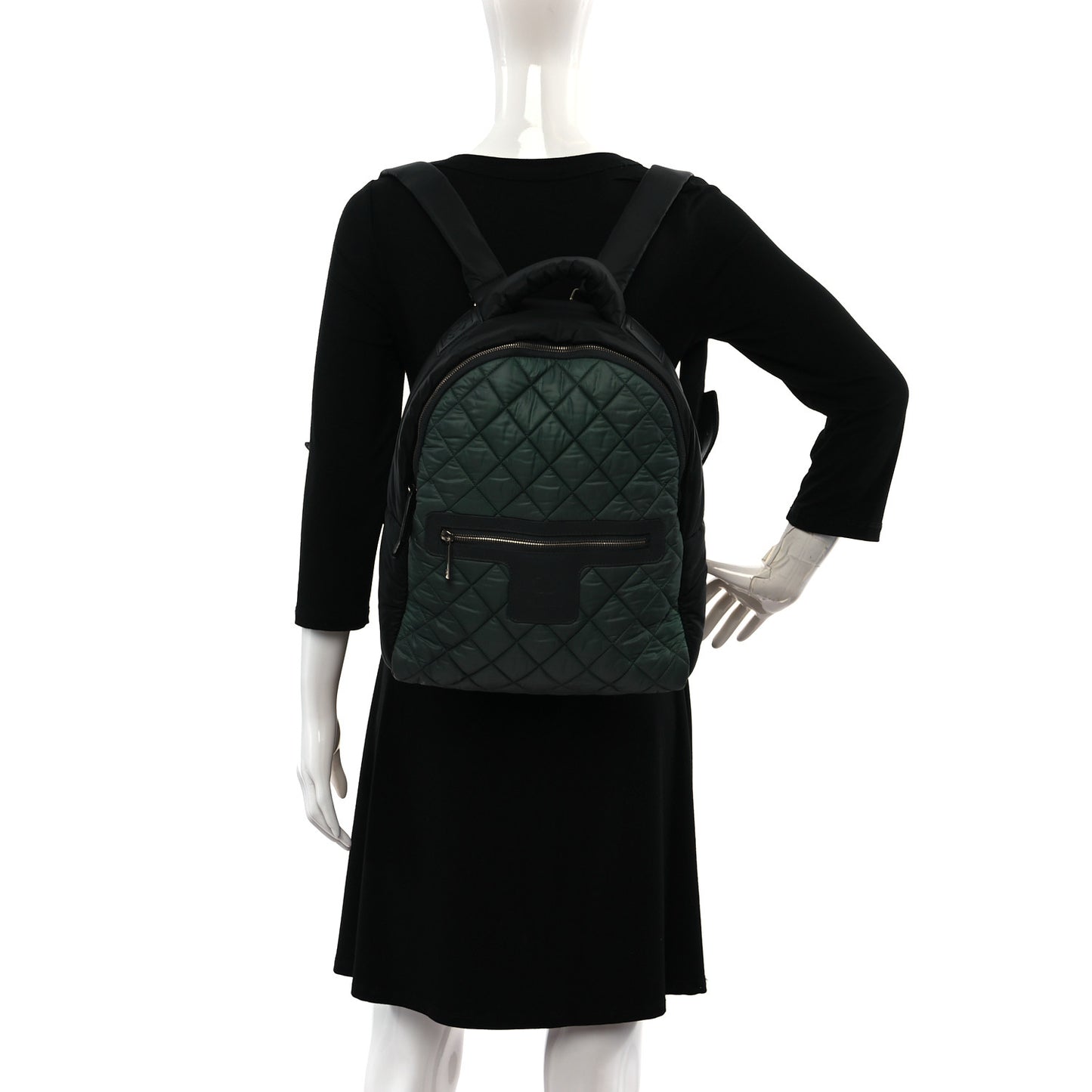Nylon Quilted Coco Cocoon Backpack Khaki Black
