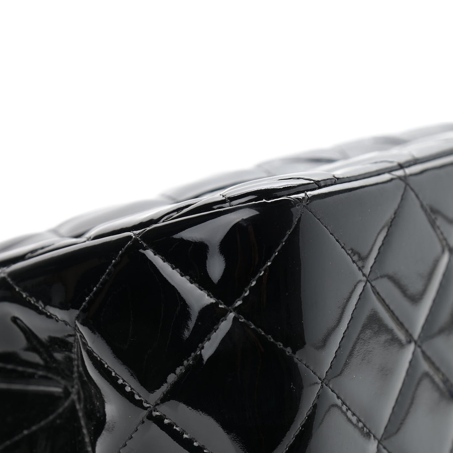 Patent Quilted Jumbo Double Flap Black