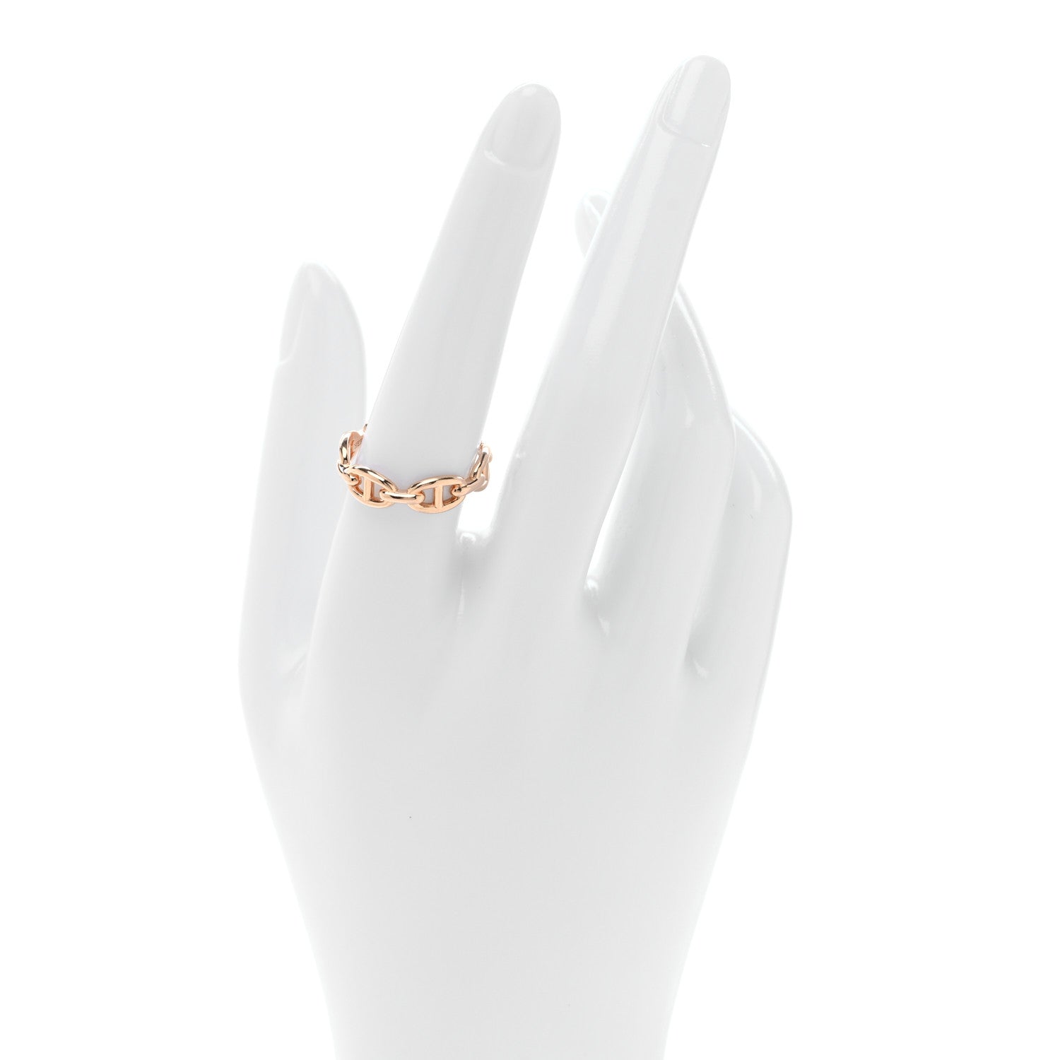 Hermes 18K Rose Gold PM Chaine d'Ancre Enchainee Ring 58 8.5 2 of 5