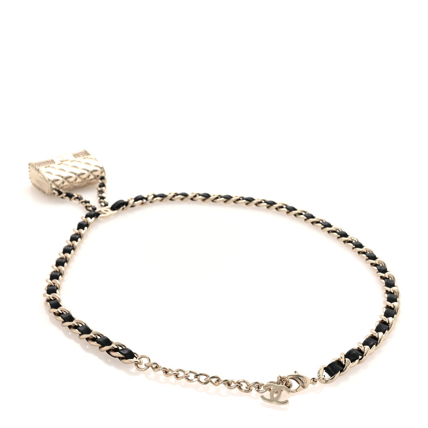 Chanel Lambskin Chain CC Flap Bag Belt 75 Black Gold 2 of 6