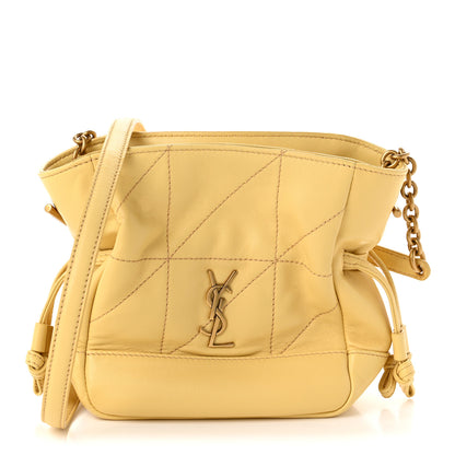 Saint Laurent Lambskin Matelasse Monogram Mini Jamie Shoulder Pouch Bag Soft Lemon 1 of 19