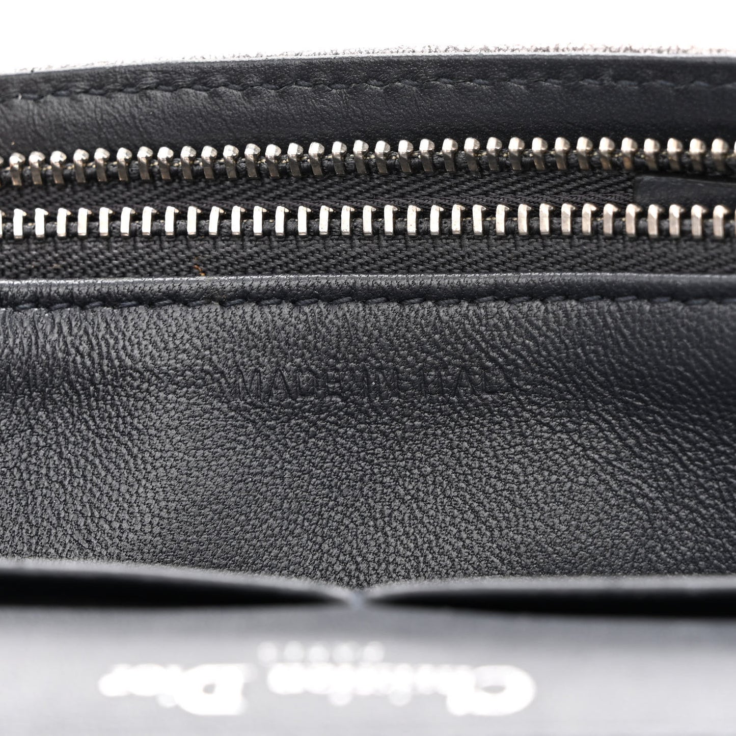 Metallic Brushed Calfskin Diorama Wallet on Chain Pouch Gunmetal