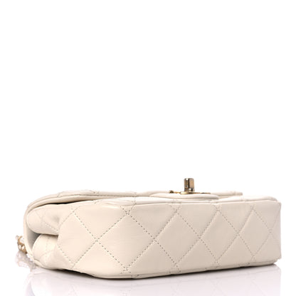 Chanel Calfskin Quilted Mini Crystal Pearls Rectangular Flap White 3 of 8