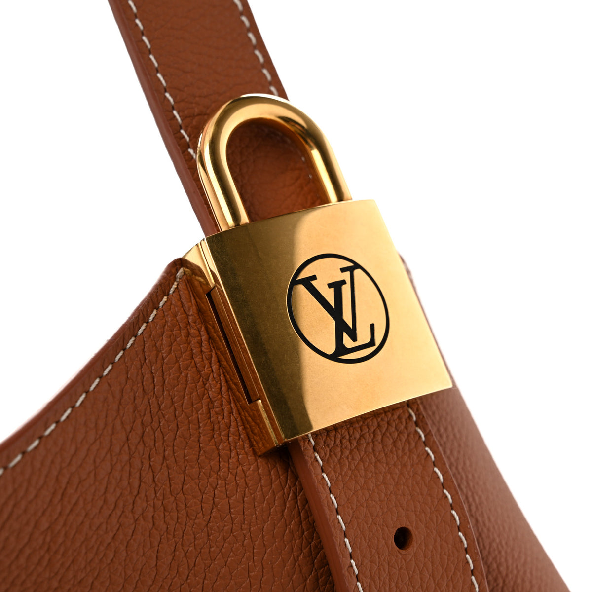 Grained Calfskin Low Key Hobo MM Cognac