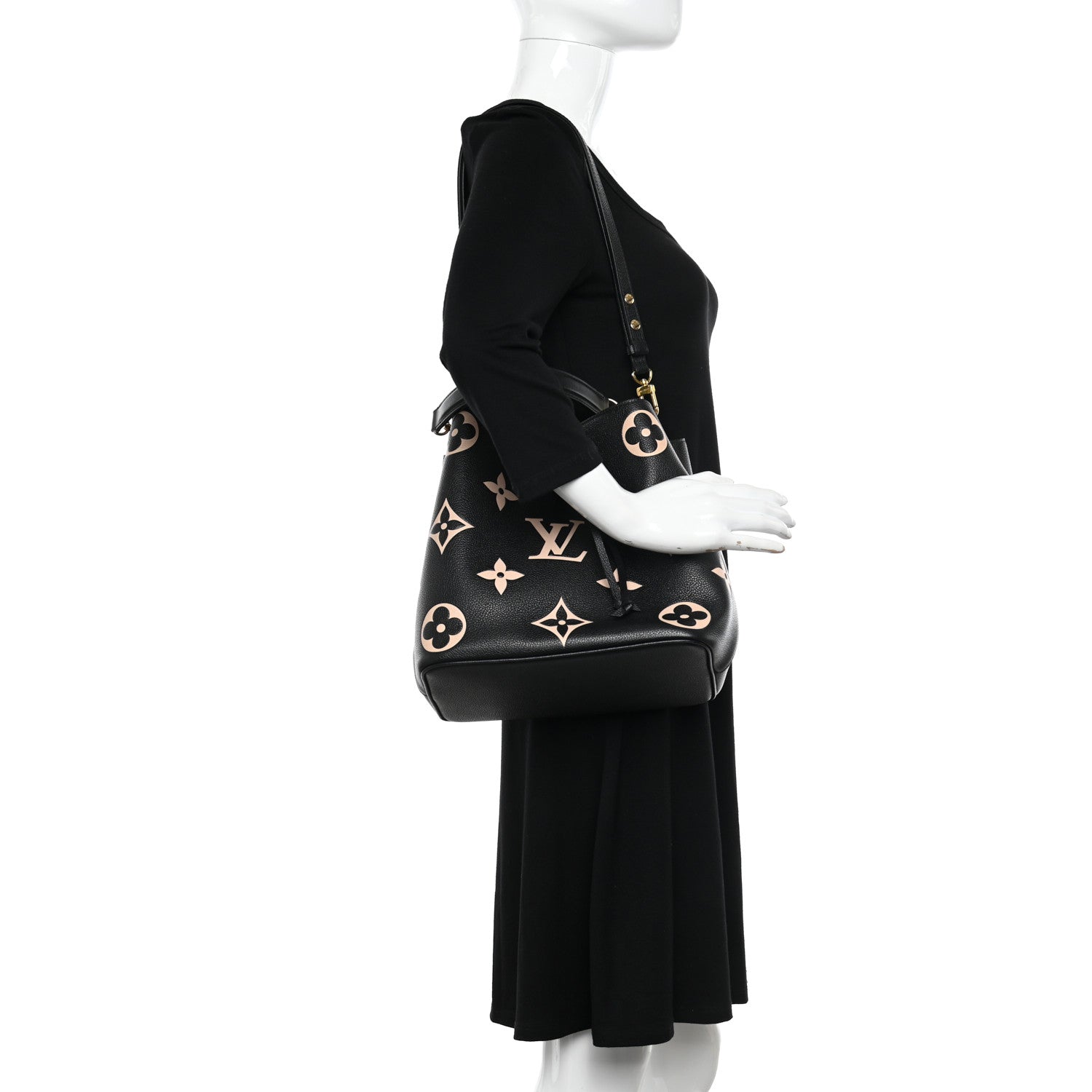 Louis Vuitton Empreinte Monogram Giant Neonoe MM Black Beige 2 of 12