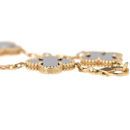 Van Cleef & Arpels 18K Yellow Gold Black Onyx 5 Motifs Vintage Alhambra Bracelet 5 of 7