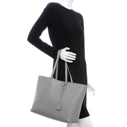 Saint Laurent Calfskin Large Shopping Tote Light Gray 2 of 8