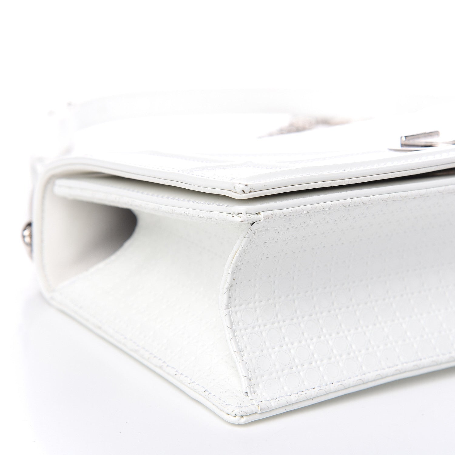 Christian Dior Patent Micro-Cannage Small Diorama Flap Bag White 7 of 10