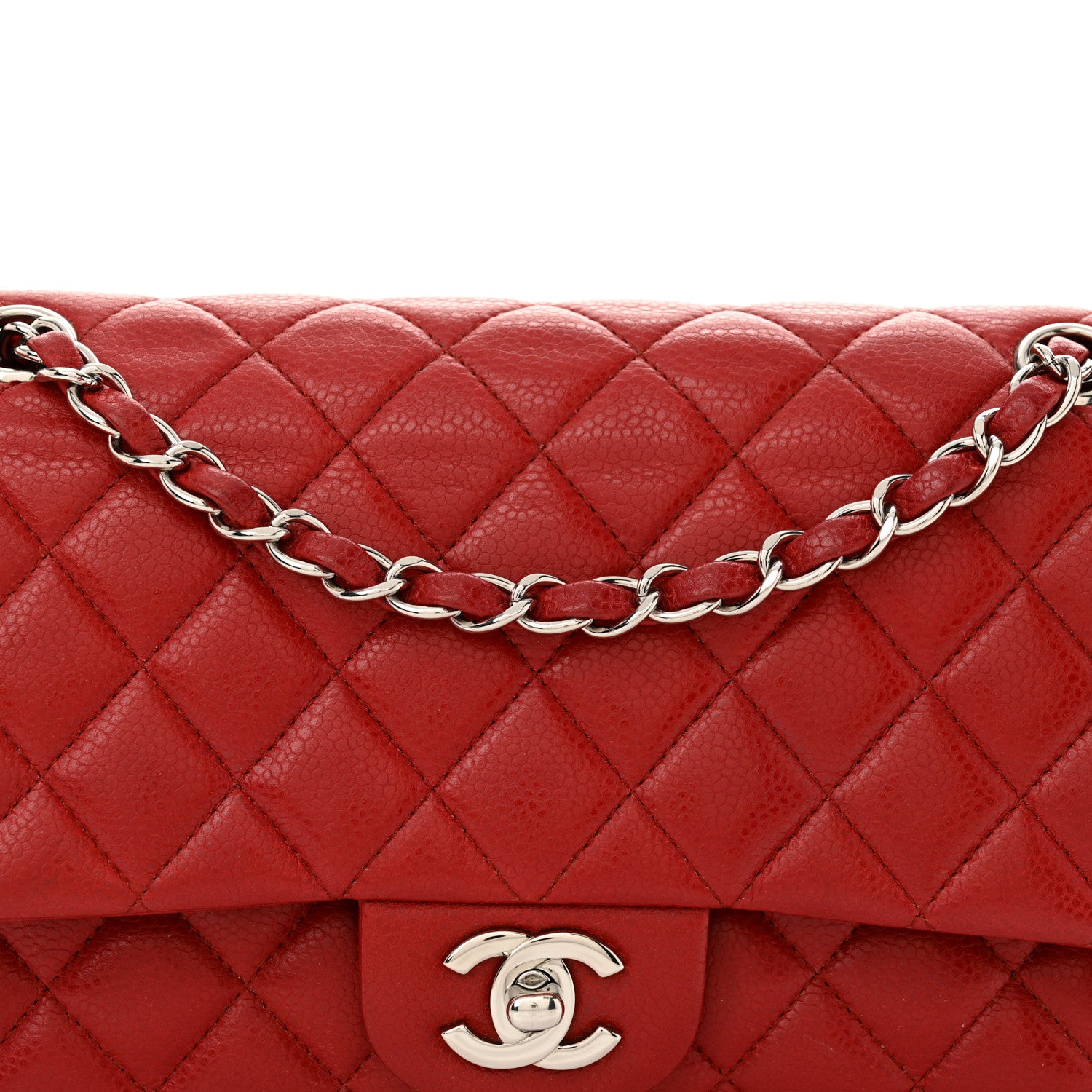 Chanel Caviar Quilted Medium Double Flap Dark Red 8 of 13