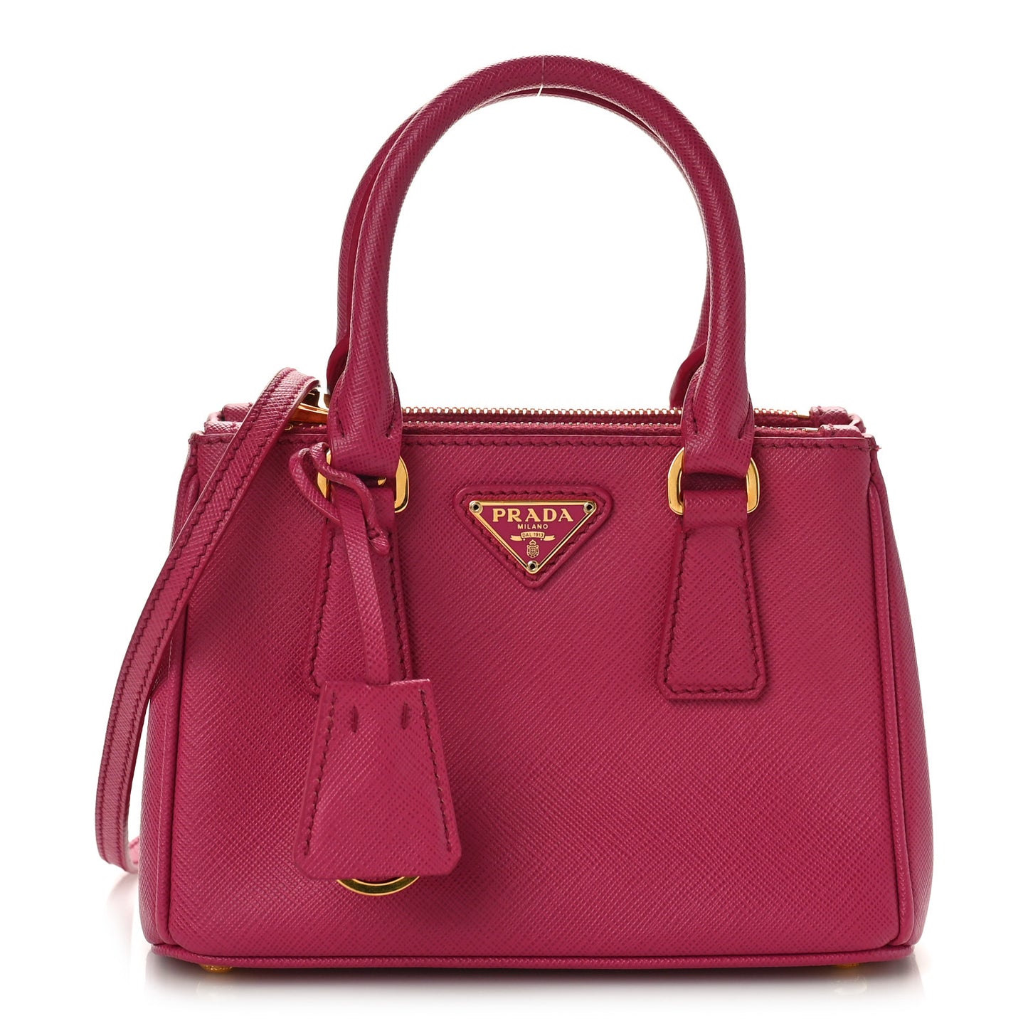 Saffiano Mini Galleria Double Zip Tote Fuxia