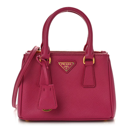 Prada Saffiano Mini Galleria Double Zip Tote Fuxia 1 of 8