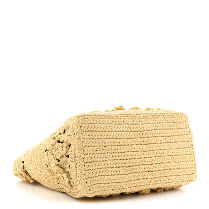 Christian Dior Woven Raffia Floral Embellished Small Book Tote Natural 4 of 11