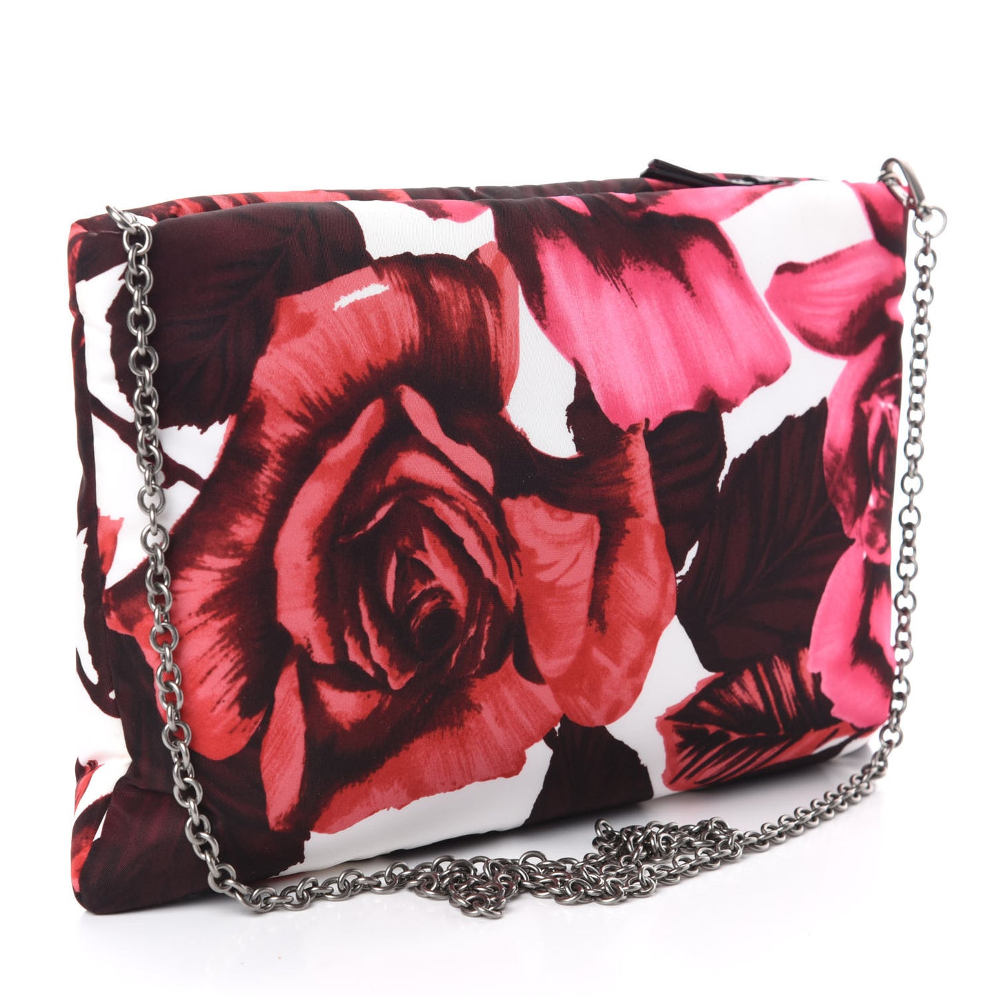Tessuto Soft Nylon Rose Print Small Chain Clutch Pink