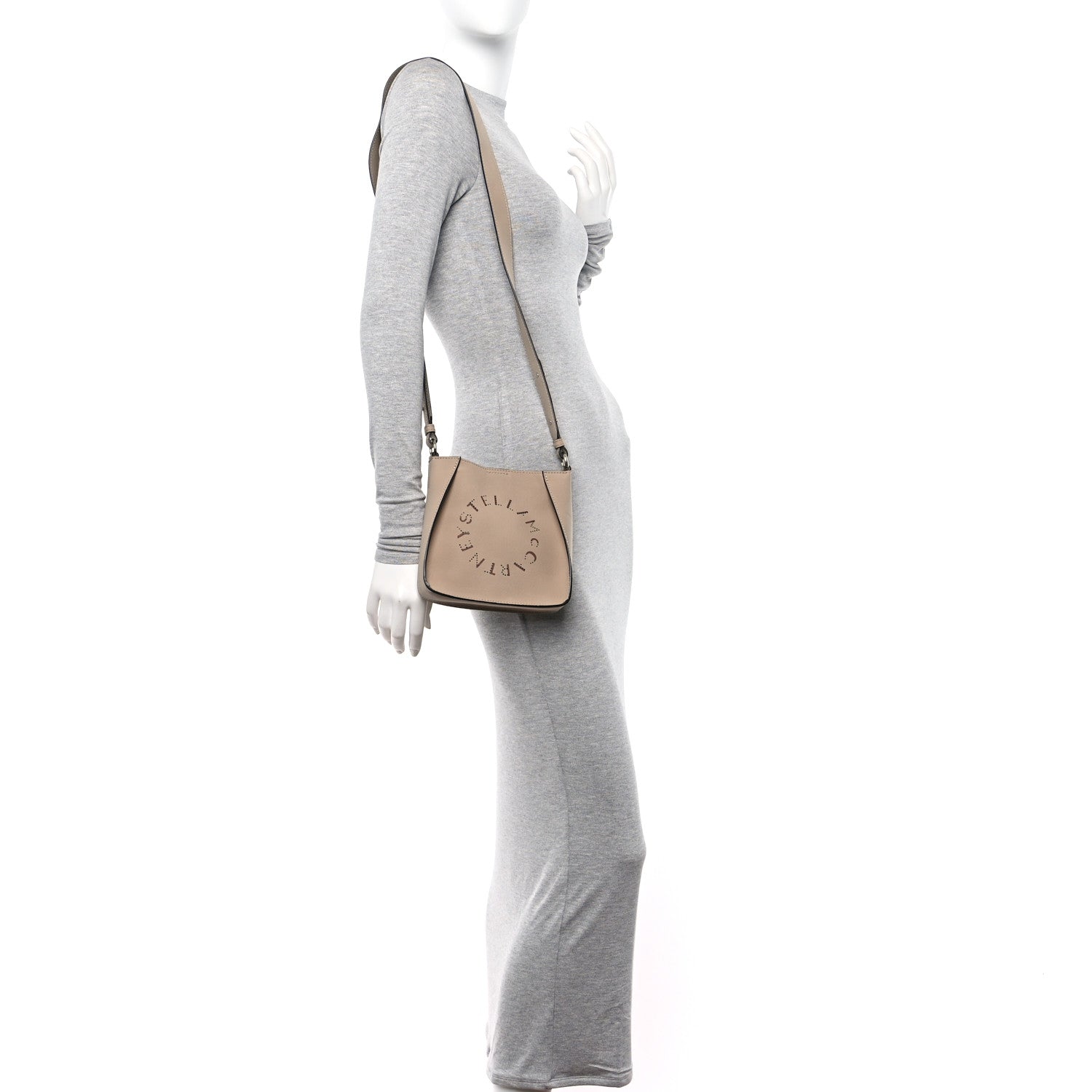 Stella McCartney Eco Alter Nappa Perforated Logo Mini Crossbody Camel 2 of 9