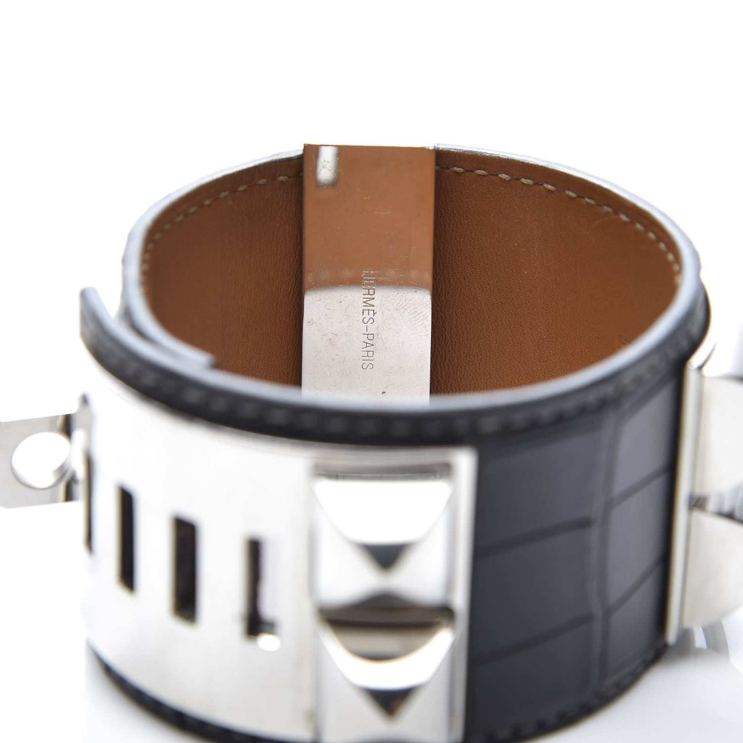 Hermes Matte Alligator Collier De Chien CDC Bracelet S Graphite 5 of 8