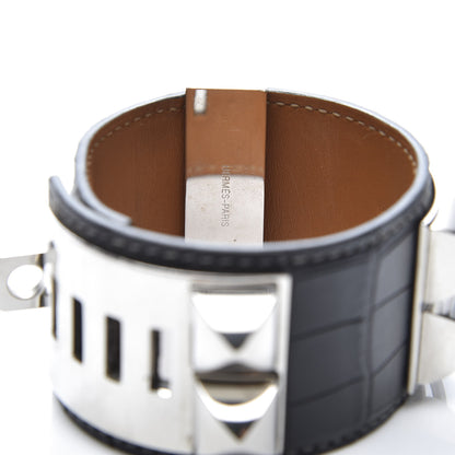 Hermes Matte Alligator Collier De Chien CDC Bracelet S Graphite 5 of 8