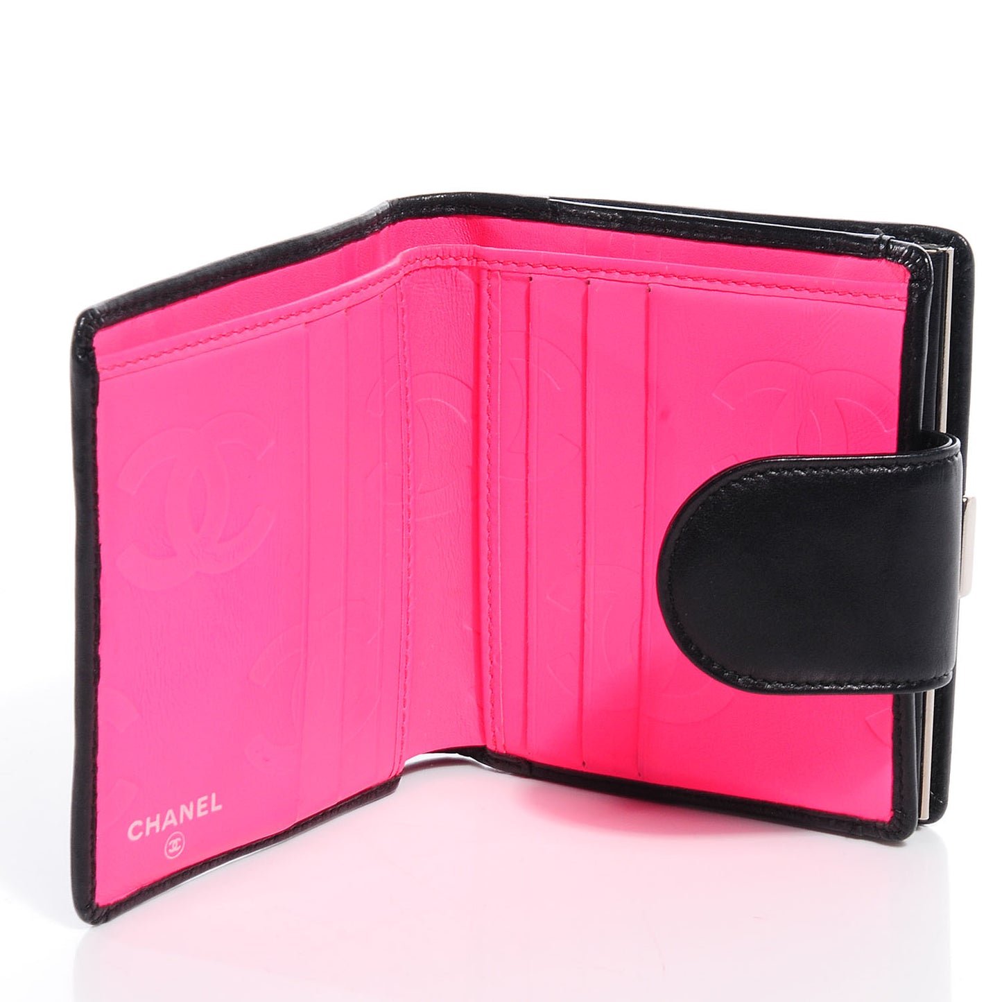 Calfskin Quilted Cambon Bi-Fold Wallet Black White