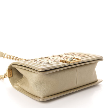 Chanel Metallic Lambskin Medium Golden CC Boy Flap Dark Gold 4 of 10
