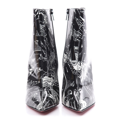 Christian Louboutin Patent Nicograf So Kate Booty 100 Ankle Boots 38 Black White 2 of 9