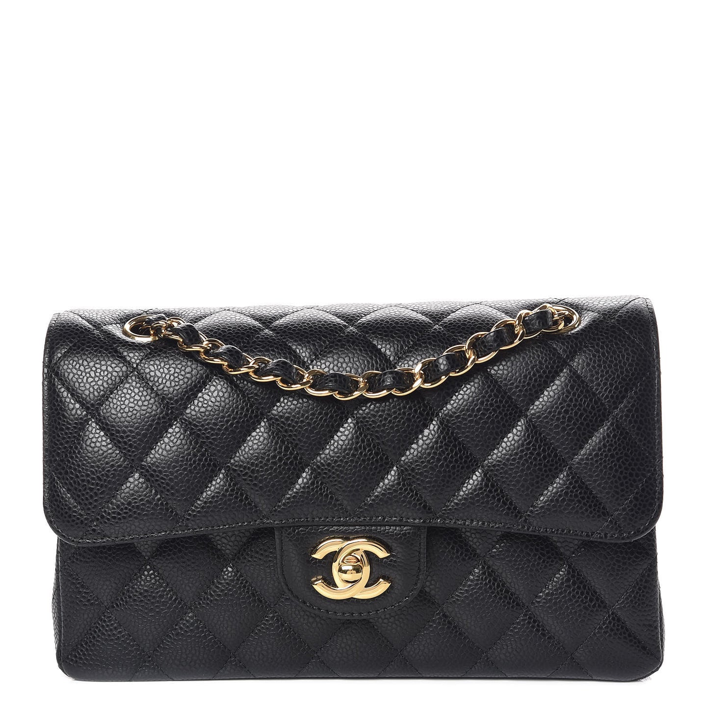 Caviar Quilted Small Double Flap Black