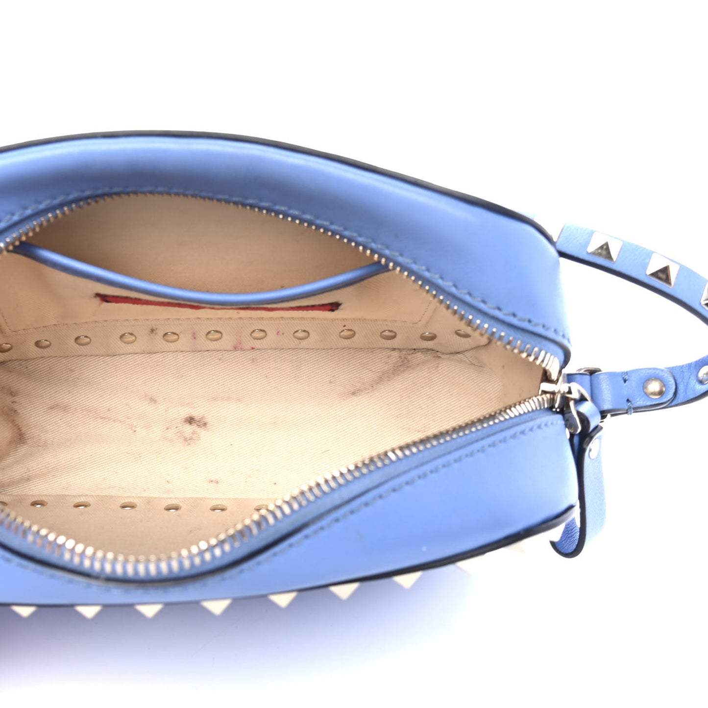 Calfskin Rockstud Camera Crossbody Bag Light Blue