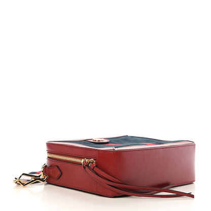 Gucci Suede Calfskin Web Small Ophidia Top Handle Shoulder Bag New Blue Romantic Cherry 3 of 9