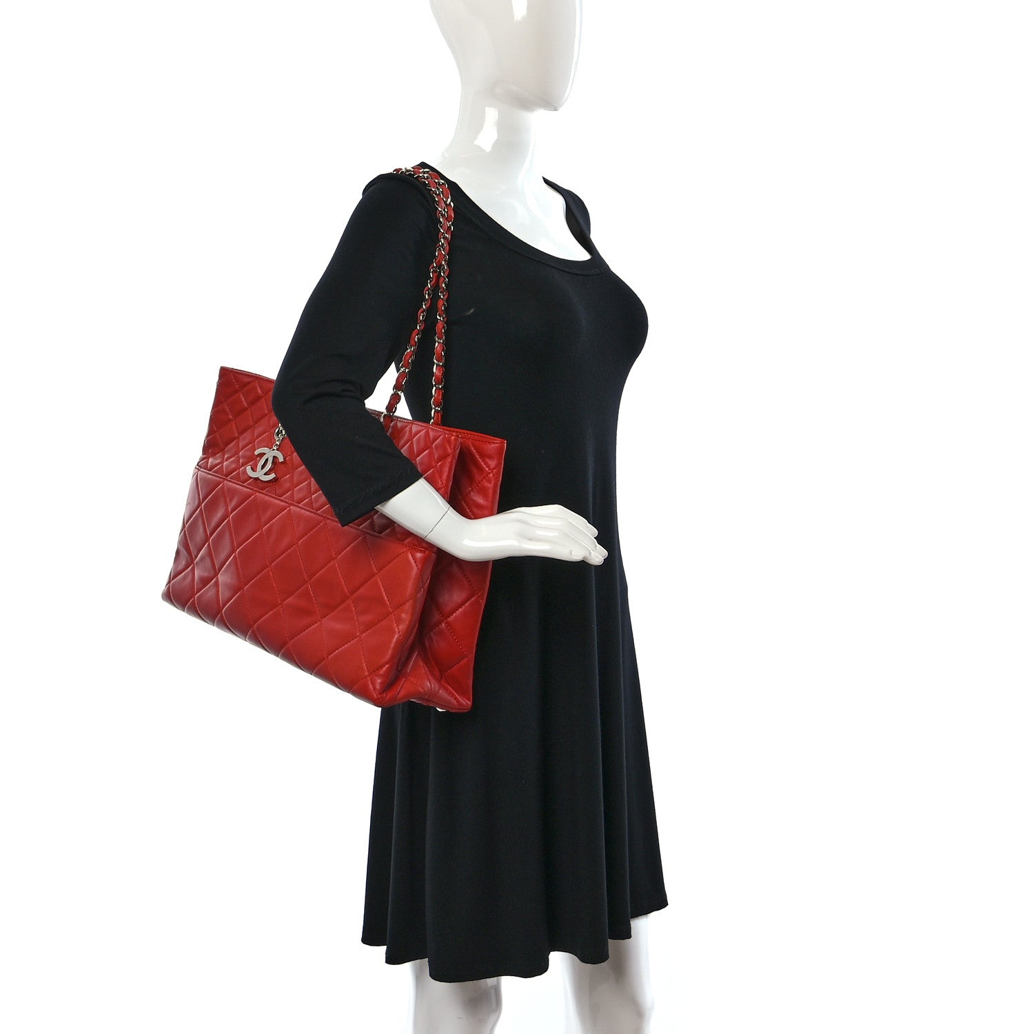 Chanel Calfskin Quilted Large In the Business Tote Red 2 of 9