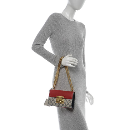 Gucci GG Supreme Monogram Moon Calfskin Small Padlock Shoulder Bag Beige Blue Hibiscus Red Mystic White 2 of 6