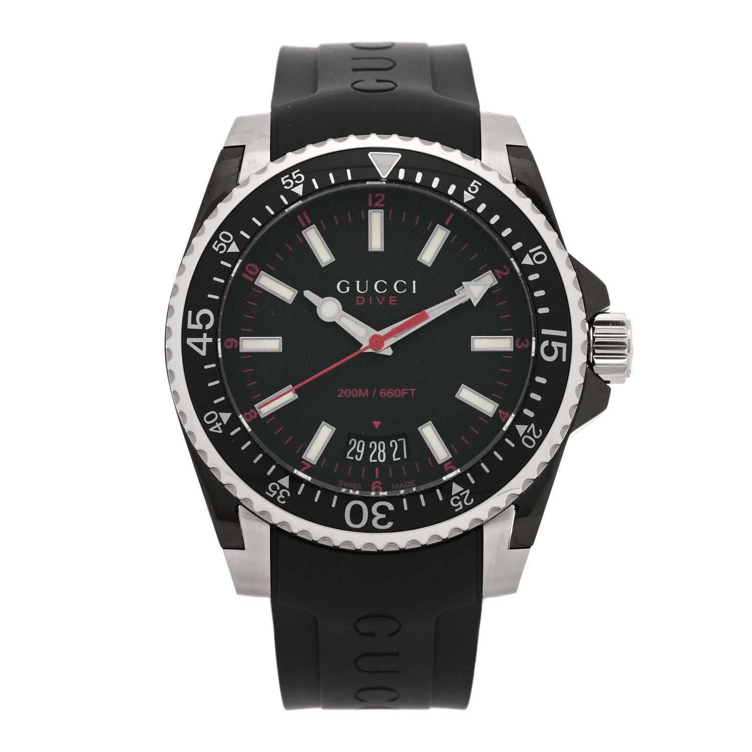 Gucci Stainless Steel Rubber 40mm Dive Quartz Watch Black 1 of 5