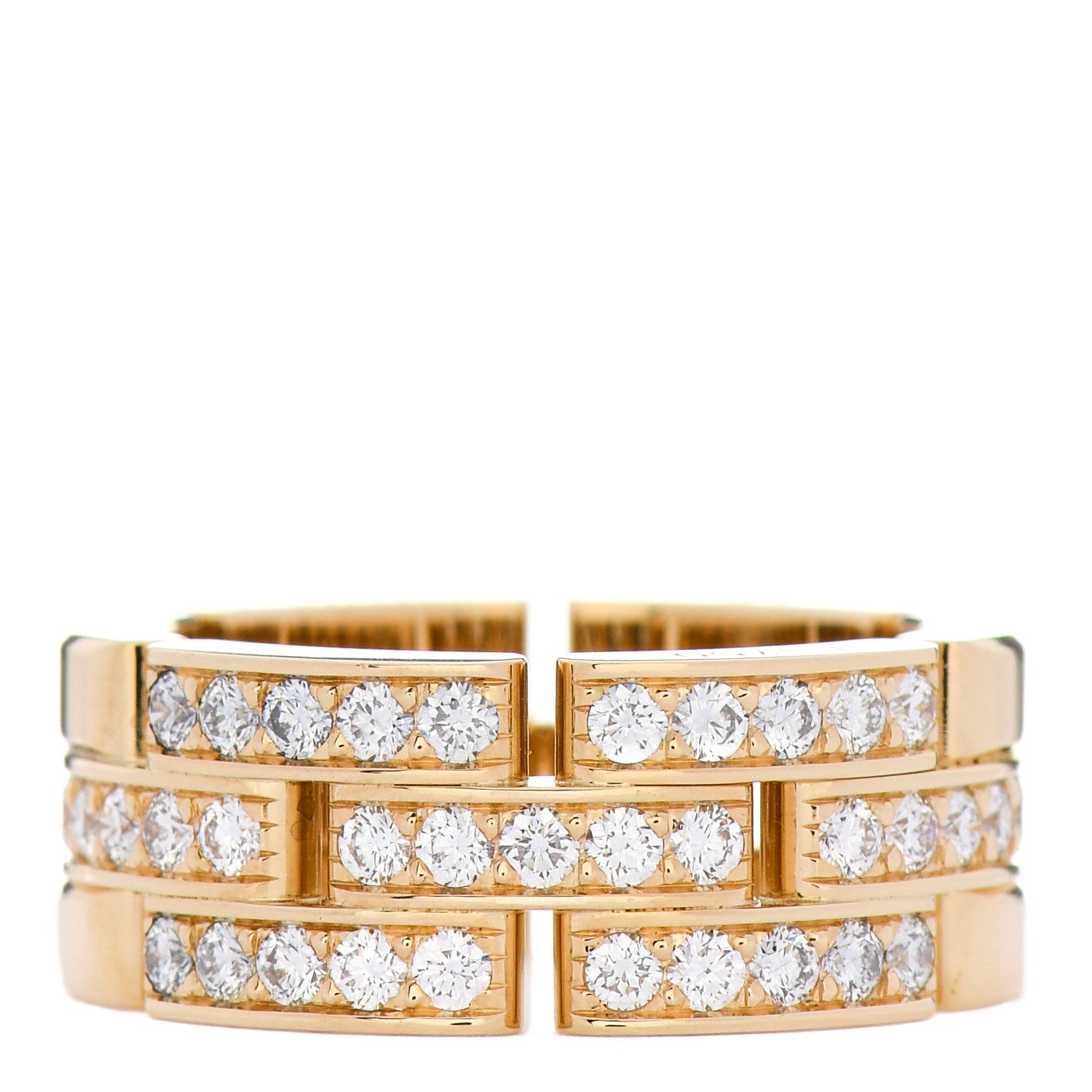 Cartier 18K Yellow Gold Diamond Maillon Panthere 3 Half Rows Paved Ring 50 5.5 1 of 3