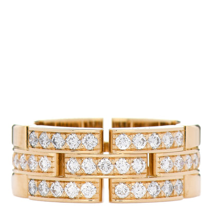Cartier 18K Yellow Gold Diamond Maillon Panthere 3 Half Rows Paved Ring 50 5.5 1 of 3