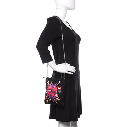 Prada X UNIVERSAL STUDIOS Tessuto Nylon Soft Calfskin Frankenstein Heart Chain Shopping Tote Black 2 of 12